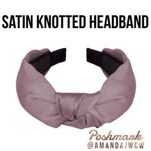 Silk Cross Knot Twist Headband- Mauve Pink 1” Wide